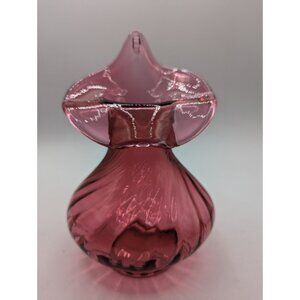 Vintage Glass Cranberry Jack In The Pulpit Vase 8 1/4” Tall Pink